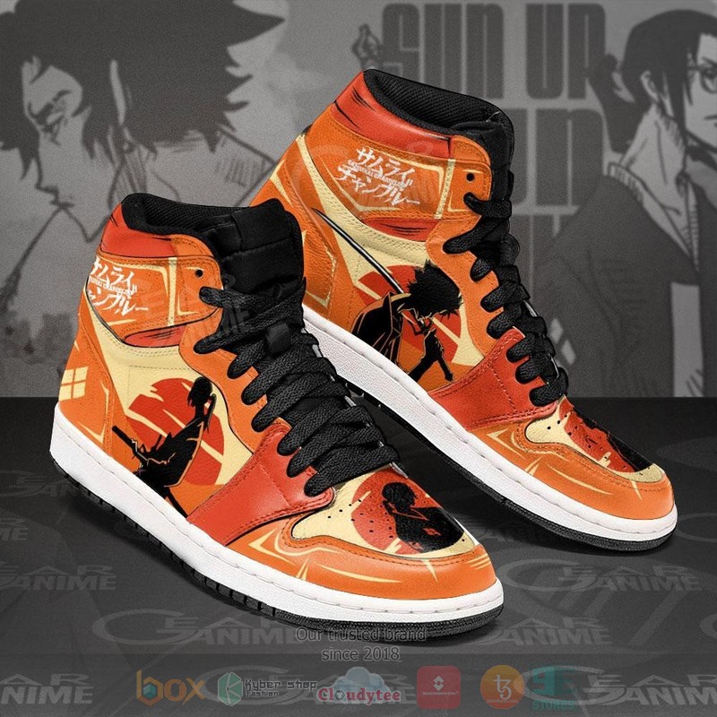 Samurai Champloo Mugen and Jin Anime Air Jordan high top Sneaker Shoes 4 Samurai Champloo Mugen and Jin Anime Air Jordan high top shoes 1 2 3