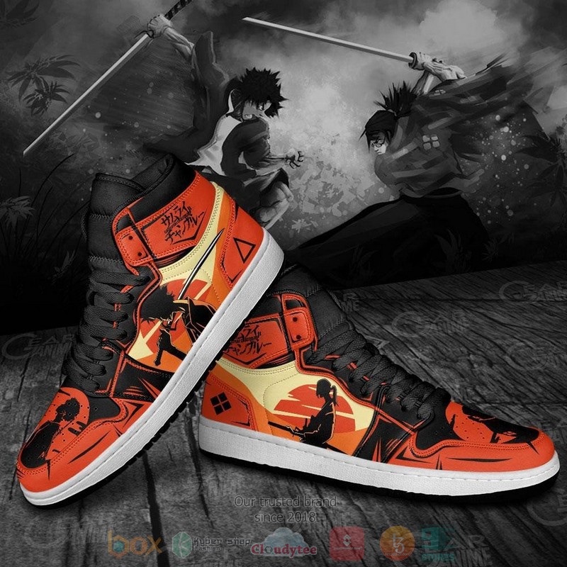 Samurai Champloo Mugen and Jin Anime orange Air Jordan high top shoes 1 2