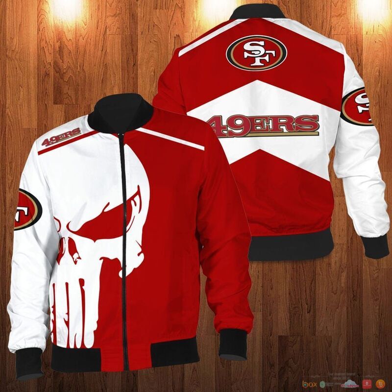 San Francisco 49ers punisher skull 3d bomber Jacket 3 San Francisco 49ers punisher skull Bomber Jacket