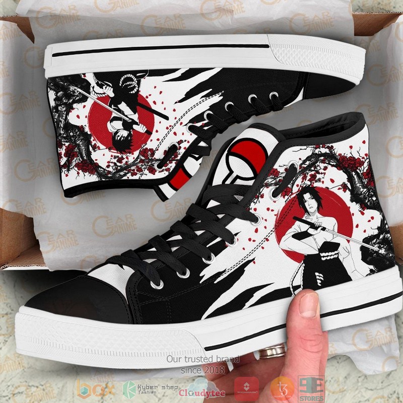 Sasuke Uchiha NRT Japan Style High Top Canvas Shoes 2 Sasuke Uchiha NRT Japan Style High Top Canvas Shoes 1