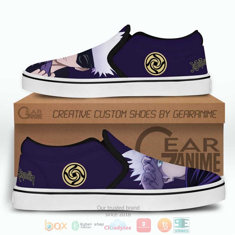 Satoru Gojo Anime Jujutsu Kaisen Slip-On Sneaker Shoes 3 Satoru Gojo Anime Jujutsu Kaisen Slip On Shoes 1 2