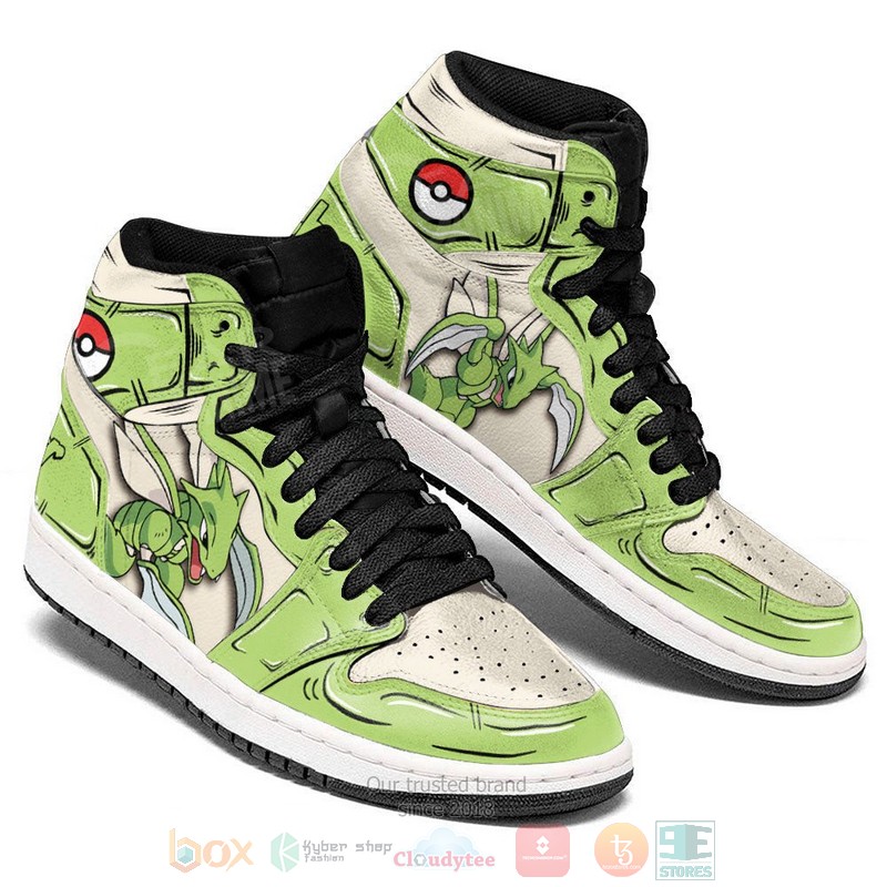 Scyther Pokemon Anime Air Jordan high top Sneaker Shoes 4 Scyther Pokemon Anime Air Jordan high top shoes 1 2 3