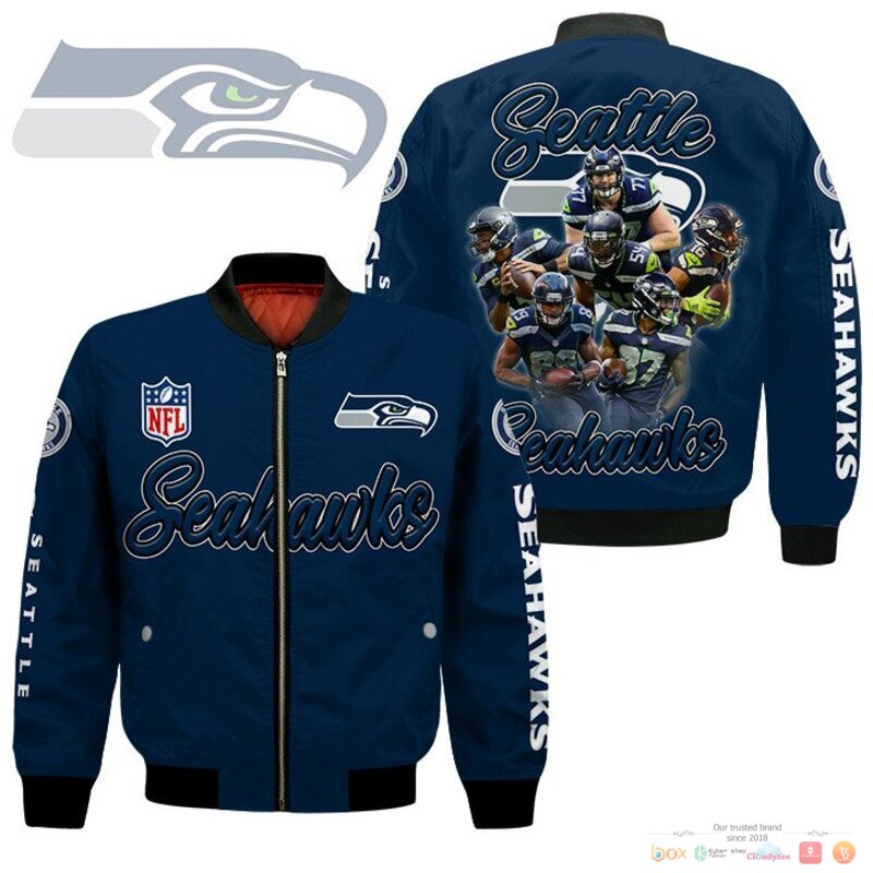 Seattle Seahawks players NFL blue Bomber Jacket