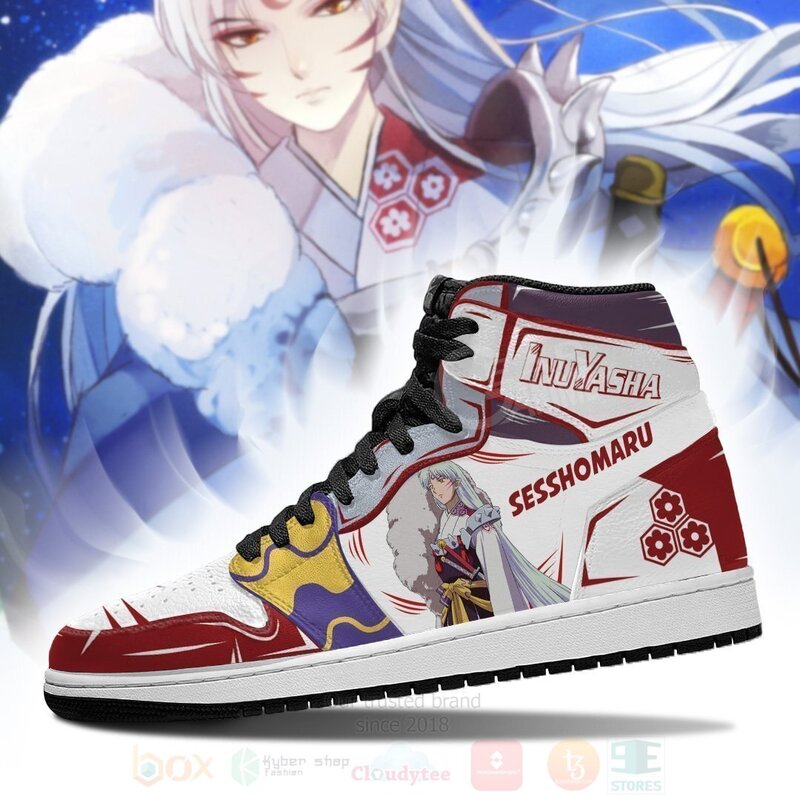 BEST Sesshomaru Inuyasha Anime Leather Air Jordan 1 Retro High 3 Sesshomaru Inuyasha Anime Leather Air Jordan High Top Shoes 1 2