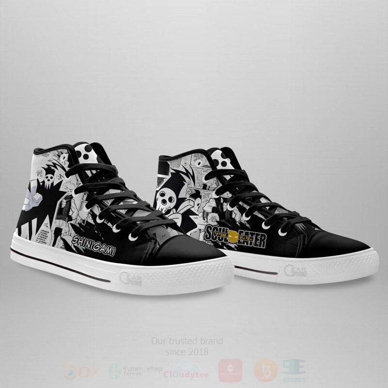 BEST Shinigami Custom Manga Anime Soul Eater High Top Canvas Sneakers 3 Shinigami Custom Manga Anime Soul Eater High Top Shoes 1 2