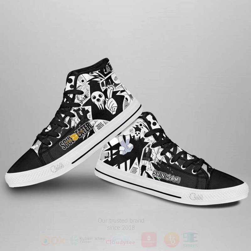 BEST Shinigami Custom Manga Anime Soul Eater High Top Canvas Sneakers 4 Shinigami Custom Manga Anime Soul Eater High Top Shoes 1 2 3
