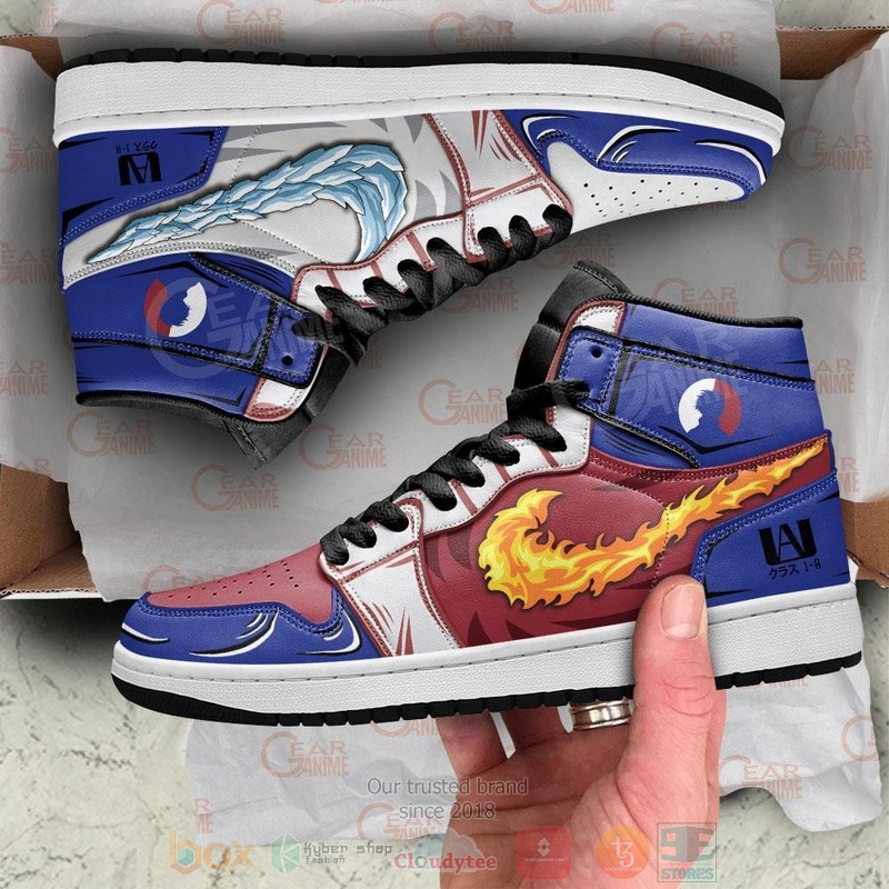 Shoto Todoroki Ice and Fire Anime My Hero Academia Air Jordan high top Sneaker Shoes 4 Shoto Todoroki Ice and Fire Anime My Hero Academia Air Jordan high top shoes 1 2 3