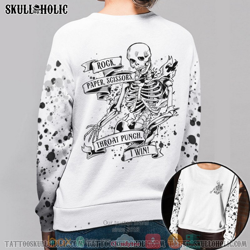 Skelton Rock paper scissors I win 3d shirt, hoodie 3 Skelton Rock paper scissors I win 3d shirt hoodie 1 2
