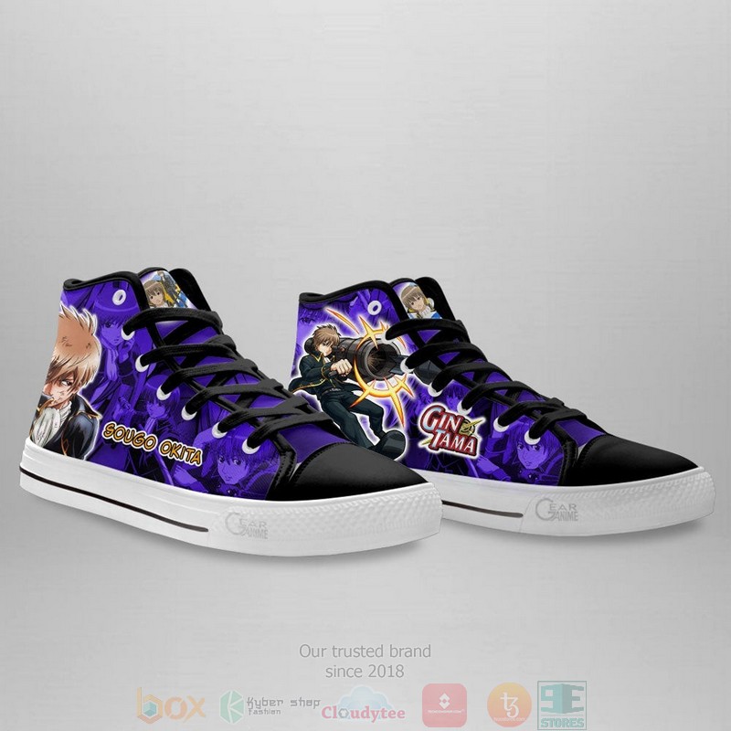 Sougo Okita Gintama Anime Canvas High Top Sneaker Shoes 3 Sougo Okita Gintama Anime Canvas High Top Shoes 1 2