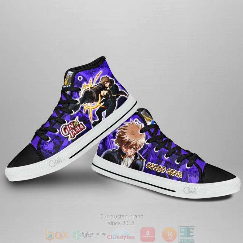 Sougo Okita Gintama Anime Canvas High Top Sneaker Shoes 4 Sougo Okita Gintama Anime Canvas High Top Shoes 1 2 3
