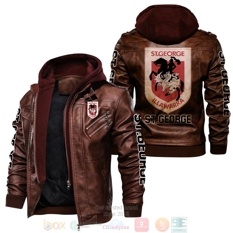 HOT St George Illawarra Dragons NRL Leather Jacket 2 St George Illawarra Dragons NRL Leather Jacket 1