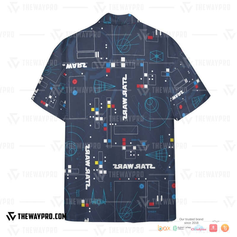 Star Wars Navy Hawaiian shirt, short 2 Star Wars Navy Hawaiian shirt short 1