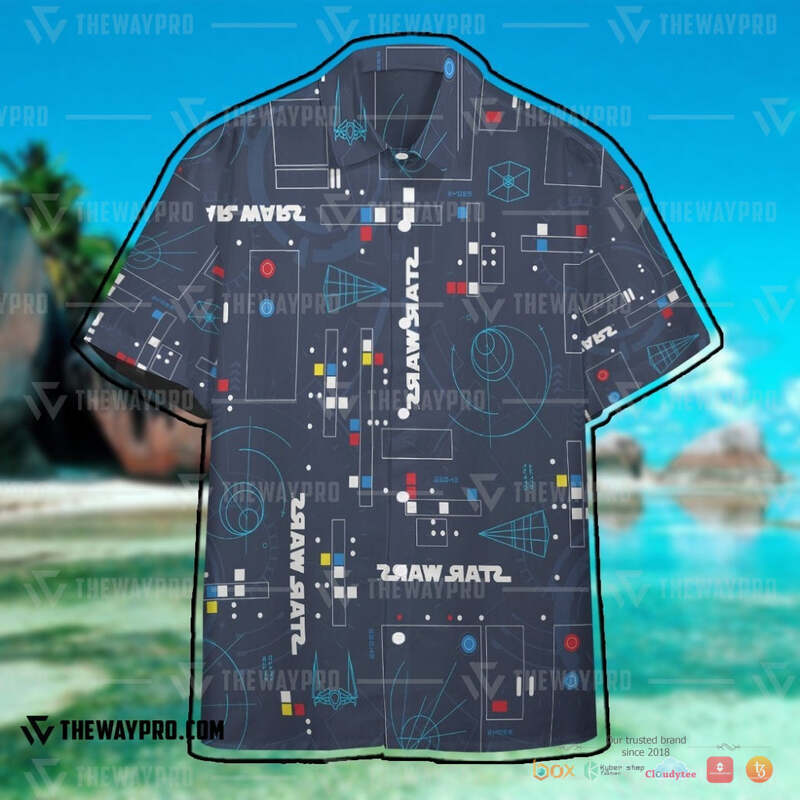 Star Wars Navy Hawaiian shirt, short 3 Star Wars Navy Hawaiian shirt short 1 2