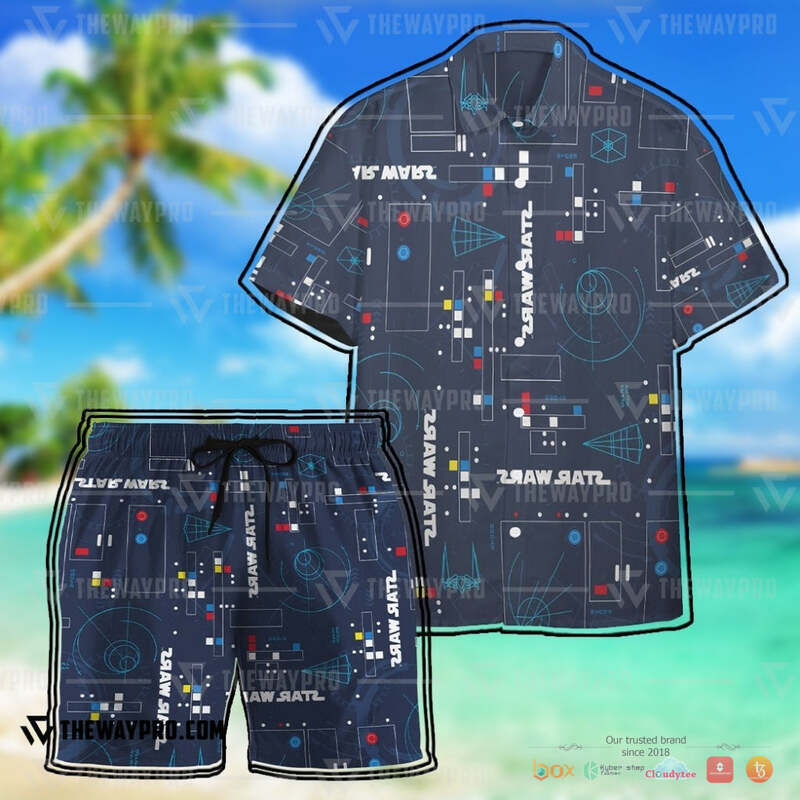 Star Wars Navy Hawaiian shirt, short 5 Star Wars Navy Hawaiian shirt short 1 2 3 4