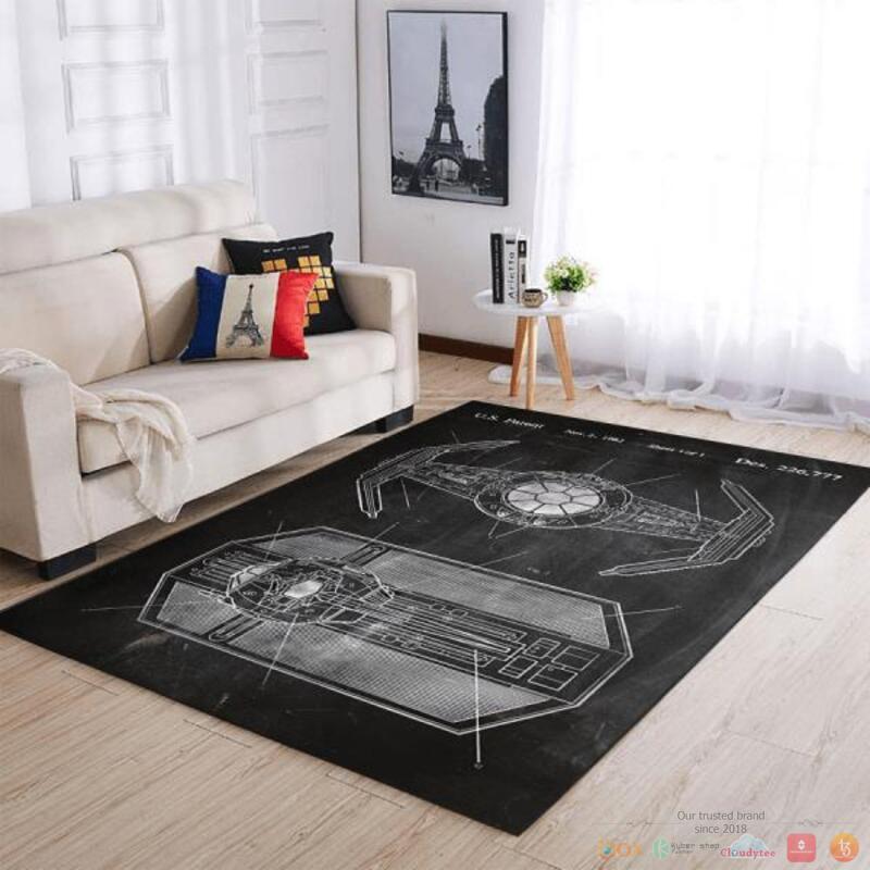 Star Wars Tie-Fighter Black Rectangle Rug 3 Star Wars Tie Fighter Black Rug 1 2