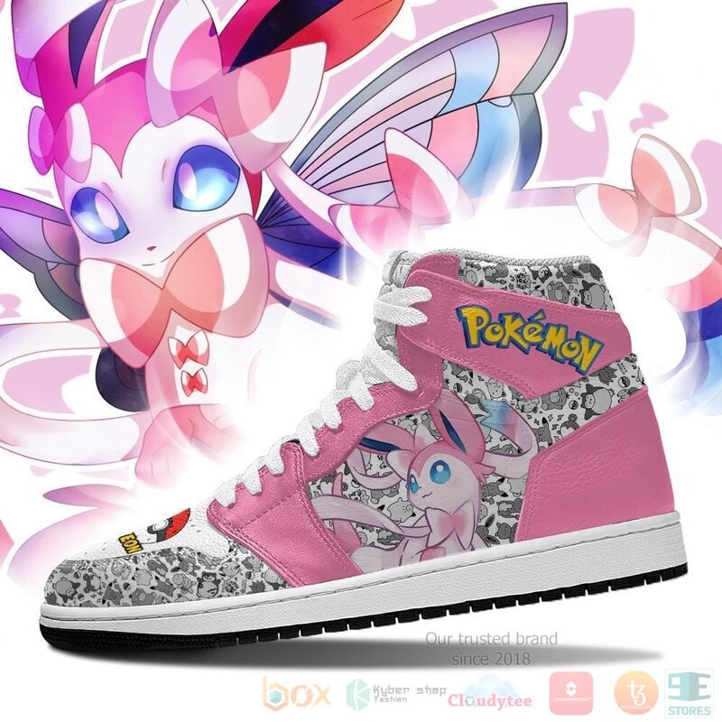 BEST Sylveon Custom Anime Pokemon Air Jordan 1 Retro High 3 Sylveon Sneakers Custom Anime Pokemon Air Jordan High Top Shoes 1 2