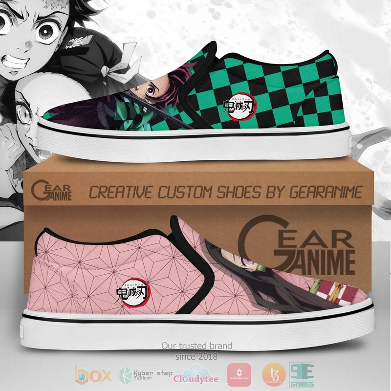 Tanjiro And Nezuko Anime Demon Slayer Slip On Shoes 1