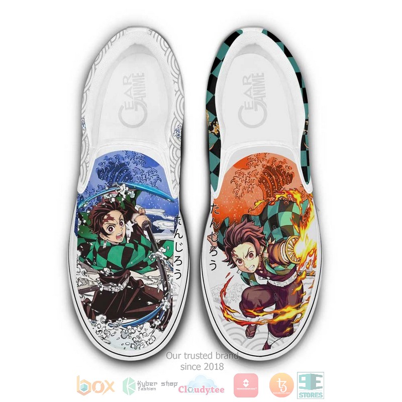 Tanjiro Fire Water Demon Slayer Anime Slip On Shoes
