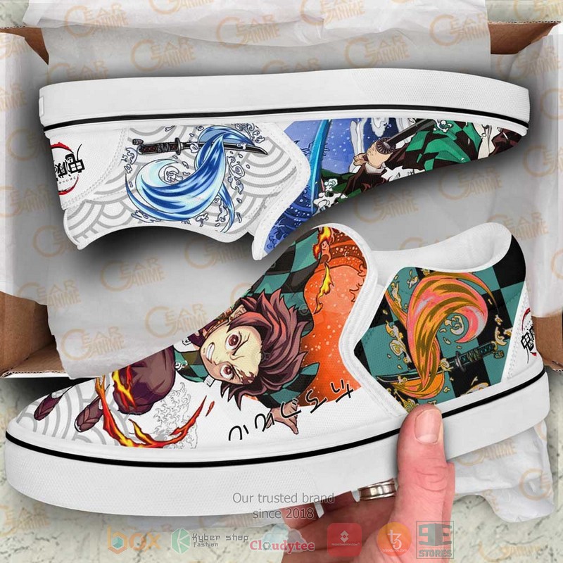 Tanjiro Fire Water Demon Slayer Anime Slip On Shoes 1