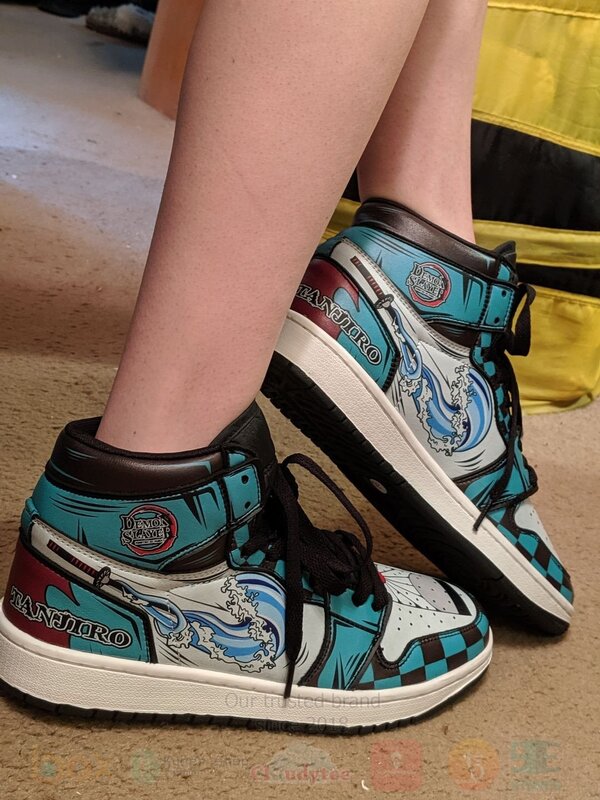 BEST Tanjiro Kamado Custom Water Breathing Anime Demon Slayer Leather Air Jordan 1 Retro High 4 Tanjiro Kamado Custom Water Breathing Anime Demon Slayer Leather Air Jordan High Top Shoes 1 2 3