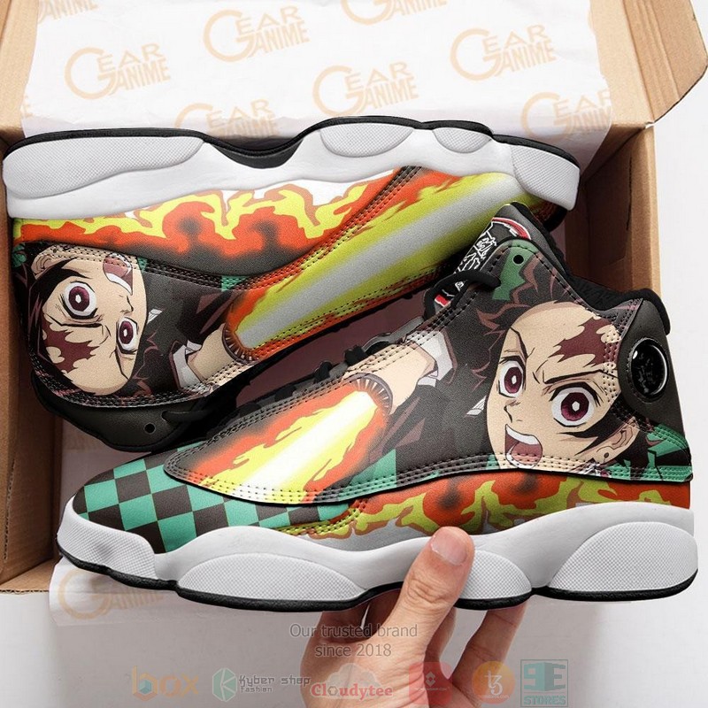 Tanjiro Sun Breathing Anime Demon Slayer Air Jordan 13 Sneaker Shoes 2 Tanjiro Sun Breathing Anime Demon Slayer Air Jordan 13 Shoes 1