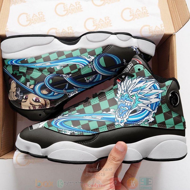 Tanjiro Water Breathing Anime Demon Slayer Air Jordan 13 Sneaker Shoes 2 Tanjiro Water Breathing Anime Demon Slayer Air Jordan 13 Shoes 1
