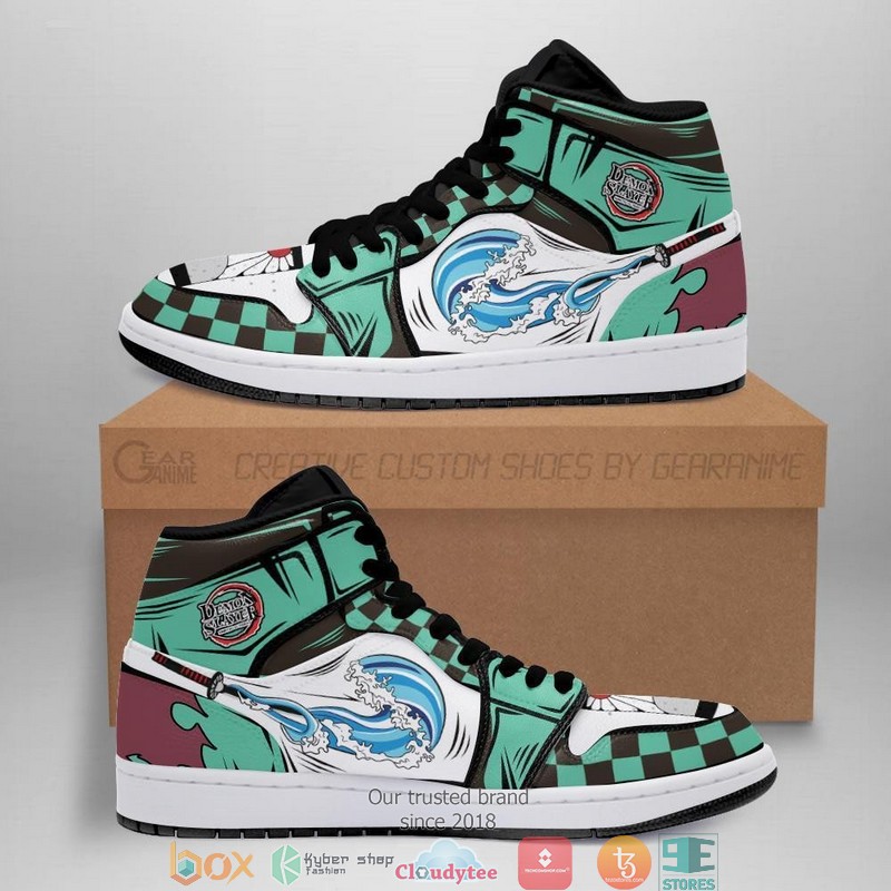Tanjiro Water Breathing Noname Anime Demon Slayer KNY Air Jordan High Top Shoes