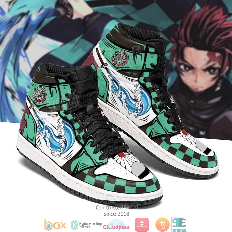 Tanjiro Water Breathing Noname Anime Demon Slayer KNY Air Jordan High Top Shoes 1