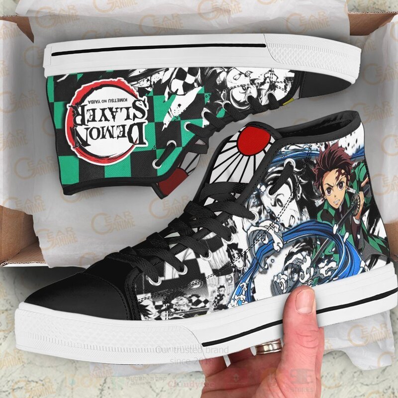 Tanjiro Water Custom Anime Demon Slayer High Top Shoes 1