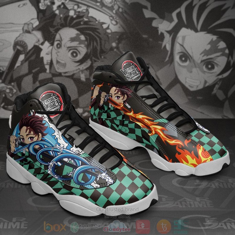 Tanjiro Water & Sun Breathing Anime Demon Slayer Air Jordan 13 Sneaker Shoes 2 Tanjiro Water Sun Breathing Anime Demon Slayer Air Jordan 13 Shoes 1