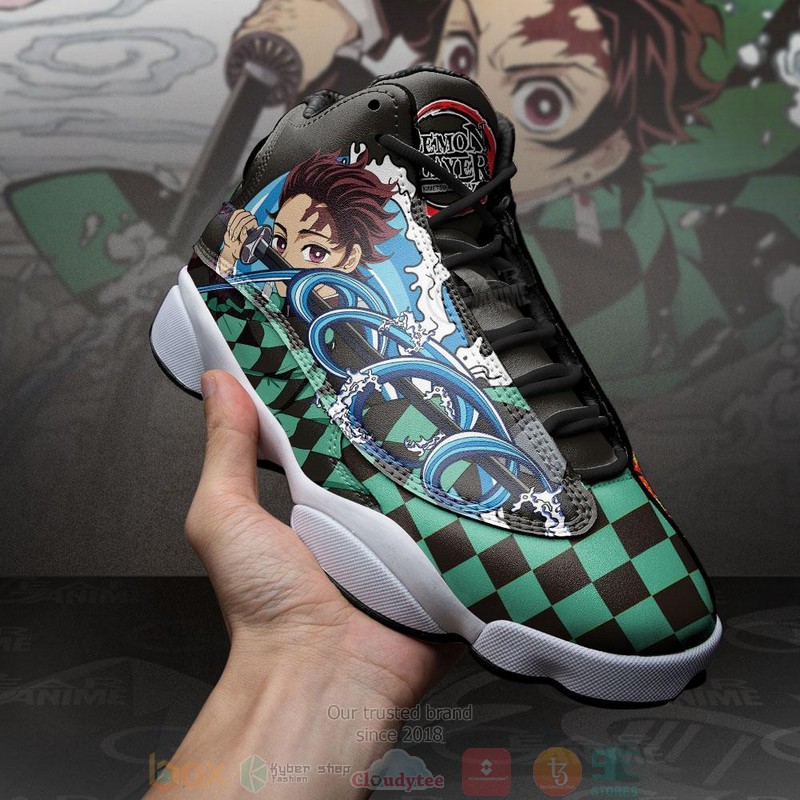 Tanjiro Water & Sun Breathing Anime Demon Slayer Air Jordan 13 Sneaker Shoes 4 Tanjiro Water Sun Breathing Anime Demon Slayer Air Jordan 13 Shoes 1 2 3