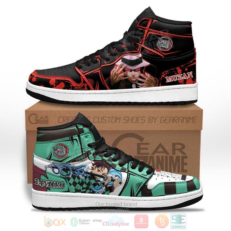 Tanjiro and Muzan Anime Demon Slayer Air Jordan high top shoes