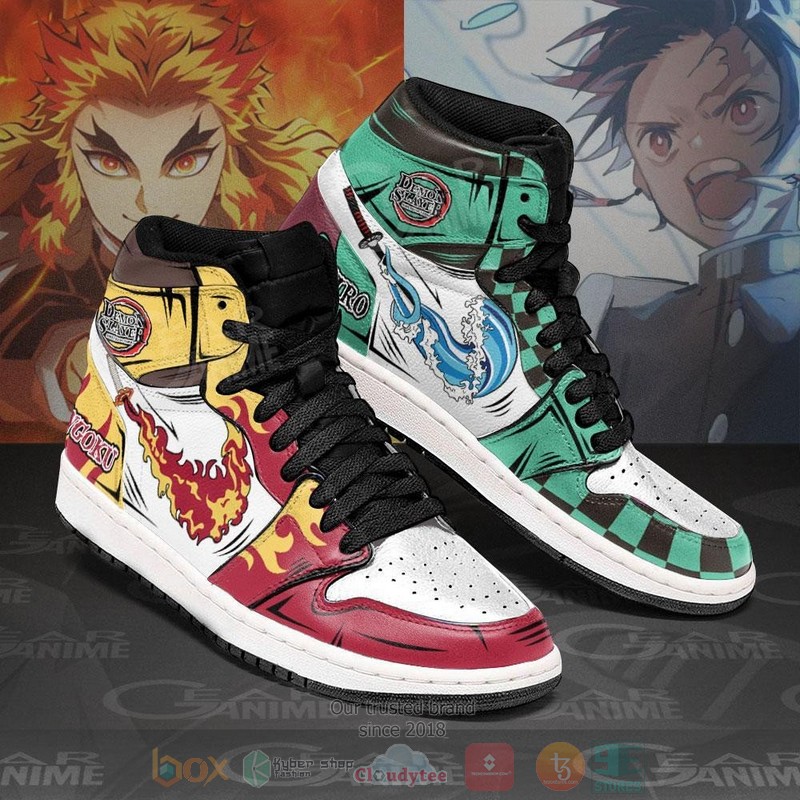 Tanjiro and Rengoku Breathing Demon Slayer Anime Air Jordan high top Sneaker Shoes 2 Tanjiro and Rengoku Breathing Demon Slayer Anime Air Jordan high top shoes 1
