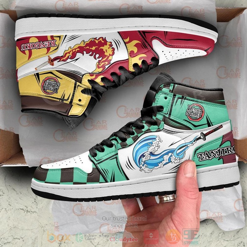 Tanjiro and Rengoku Breathing Demon Slayer Anime Air Jordan high top Sneaker Shoes 3 Tanjiro and Rengoku Breathing Demon Slayer Anime Air Jordan high top shoes 1 2