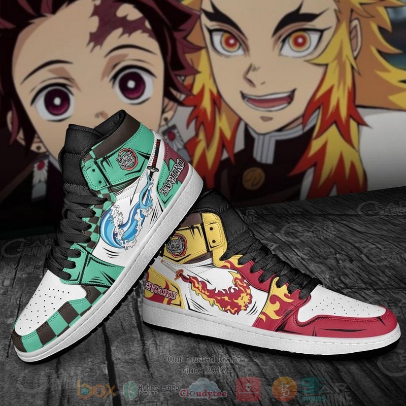 Tanjiro and Rengoku Breathing Demon Slayer Anime Air Jordan high top Sneaker Shoes 4 Tanjiro and Rengoku Breathing Demon Slayer Anime Air Jordan high top shoes 1 2 3