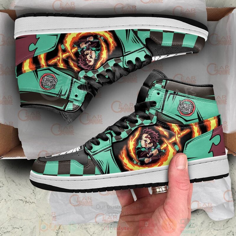 Tanjiros Bloodied Rage Custom Demon Slayer Anime Air Jordan High Top Shoes 1
