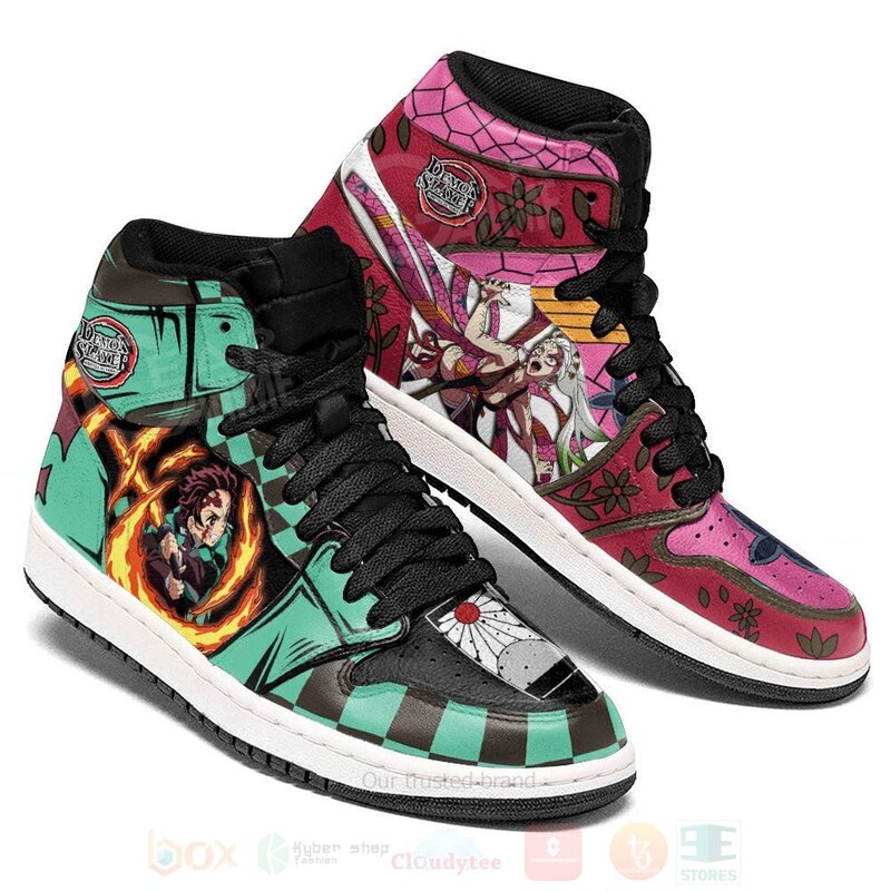 BEST Tanjiro's Bloodied Rage vs Daki Custom Demon Slayer Anime Air Jordan 1 Retro High 4 Tanjiros Bloodied Rage vs Daki Custom Demon Slayer Anime Air Jordan High Top Shoes 1 2 3