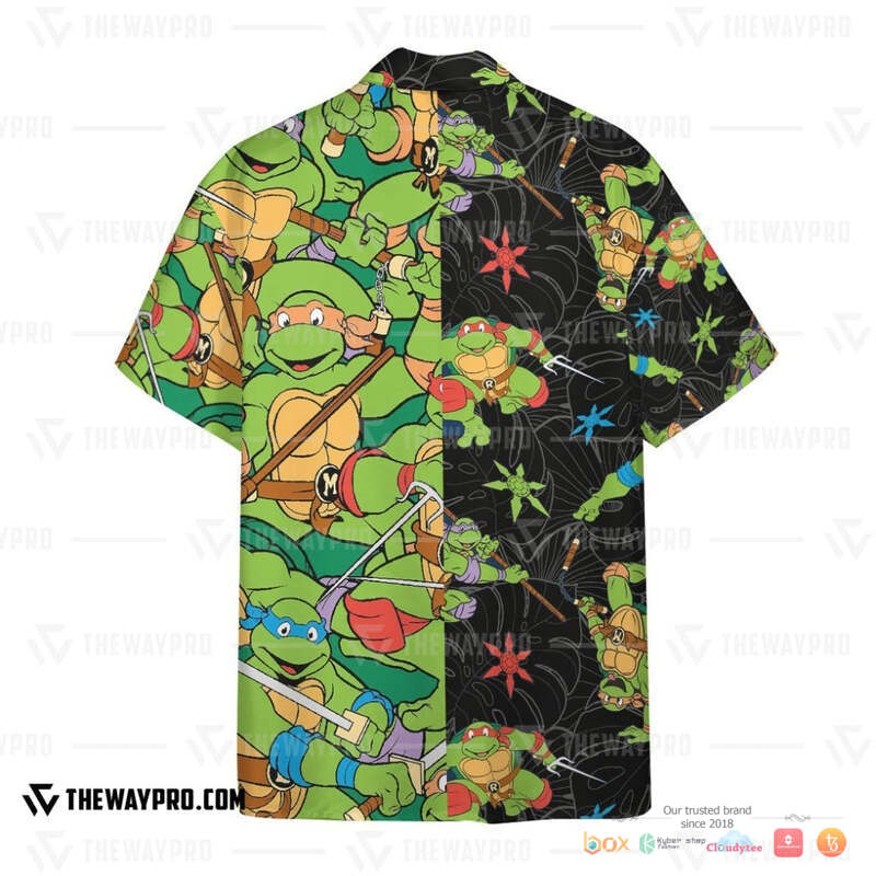 Teenage Mutant Ninja Turtles Characters Black Hawaiian shirt 2 Teenage Mutant Ninja Turtles Characters Black Hawaiian shirt 1