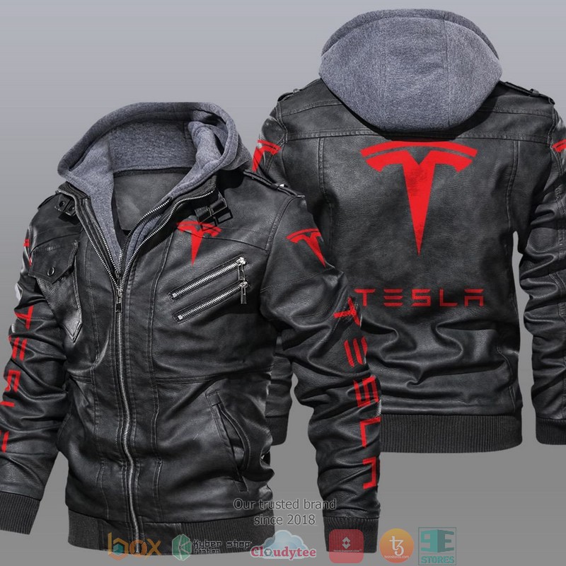 Tesla Car brand Leather Jacket