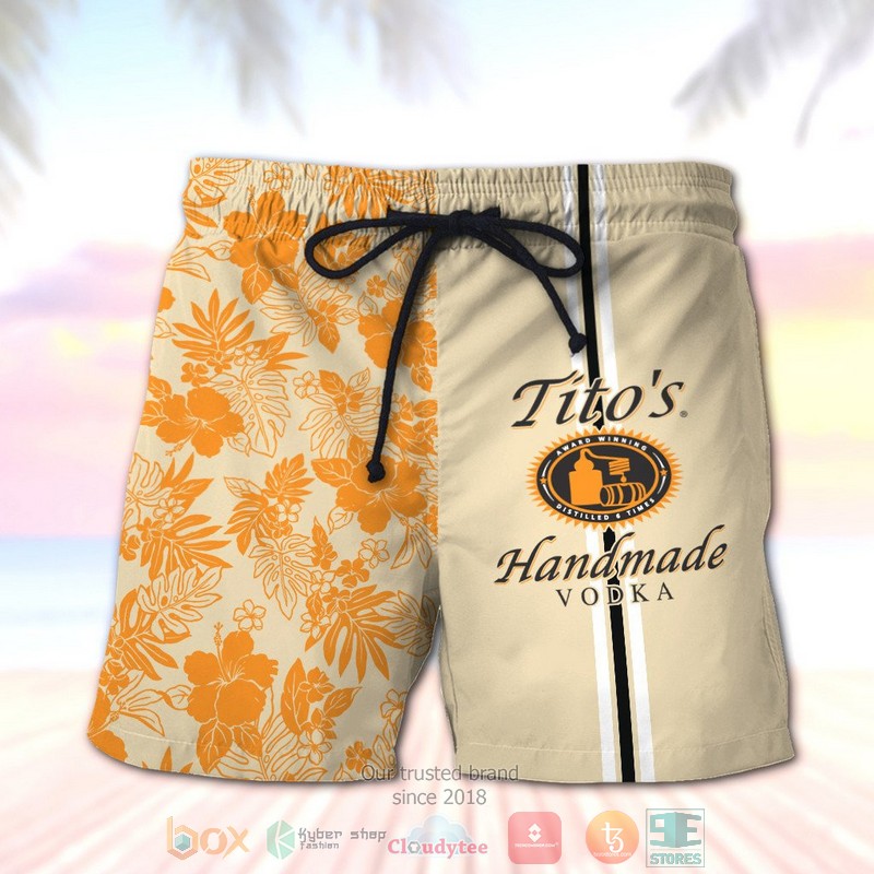 HOT Tito's Handmade Vodka tropical plant beach shorts 3 Titos Handmade Vodka tropical plant beach shorts