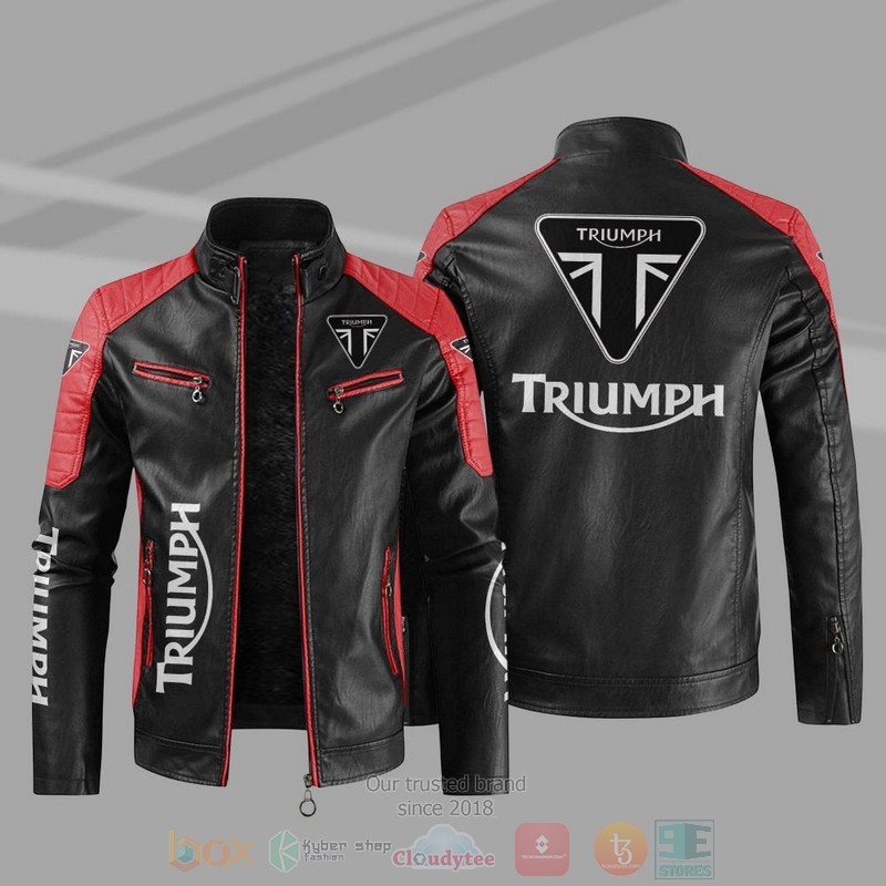 Triumph Company Block Leather Jacket 4 Triumph Block Leather Jacket 1 2 3