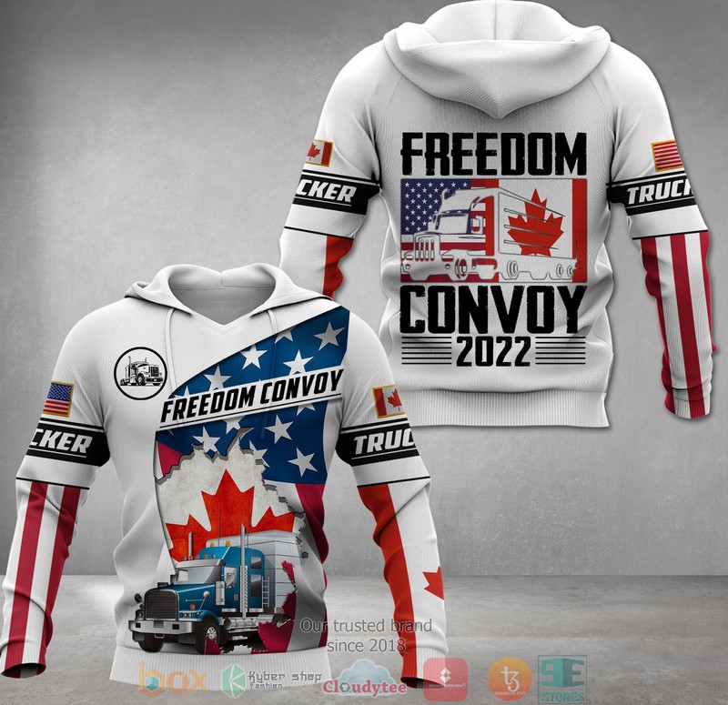 Trucker Freedom Convoy 2022 Canada American Flag 3d hoodie 8 Trucker Freedom Convoy 2022 Canada American Flag 3d hoodie