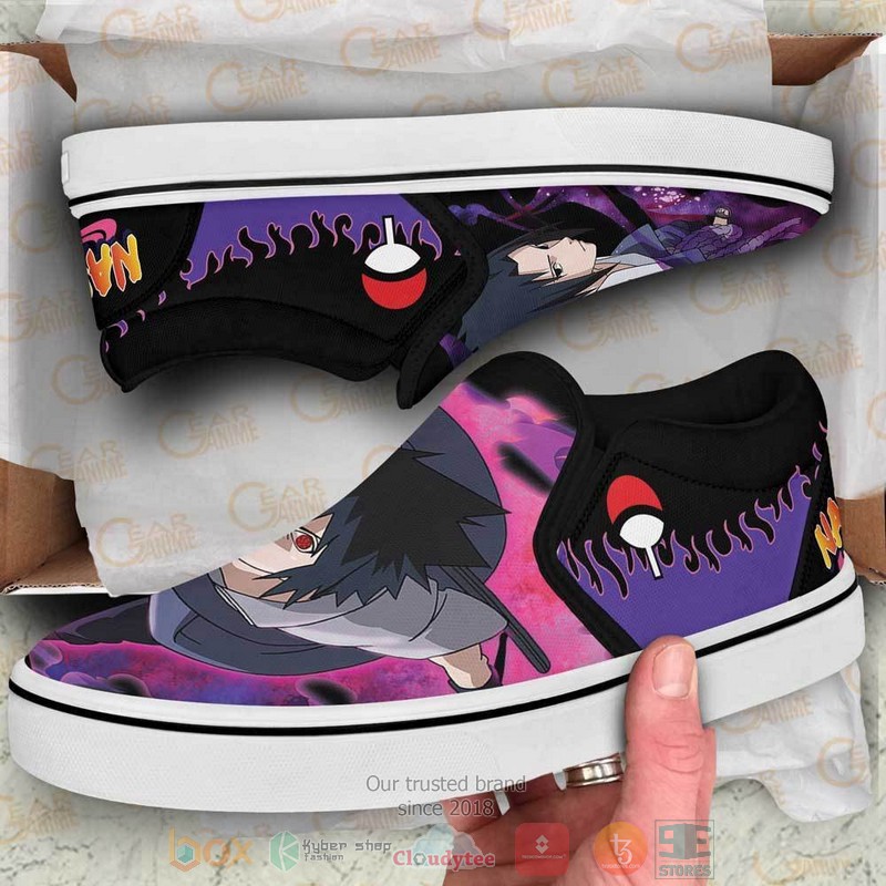 Uchiha Sasuke Naruto Anime Slip On Shoes 1