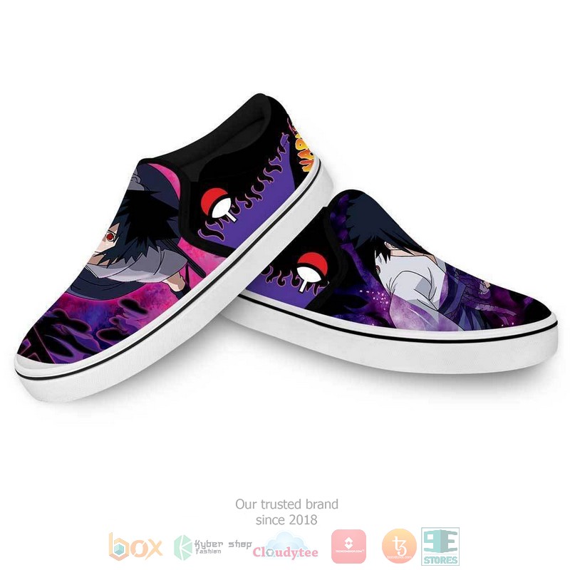 Uchiha Sasuke Naruto Anime Slip-On Sneaker Shoes 3 Uchiha Sasuke Naruto Anime Slip On Shoes 1 2