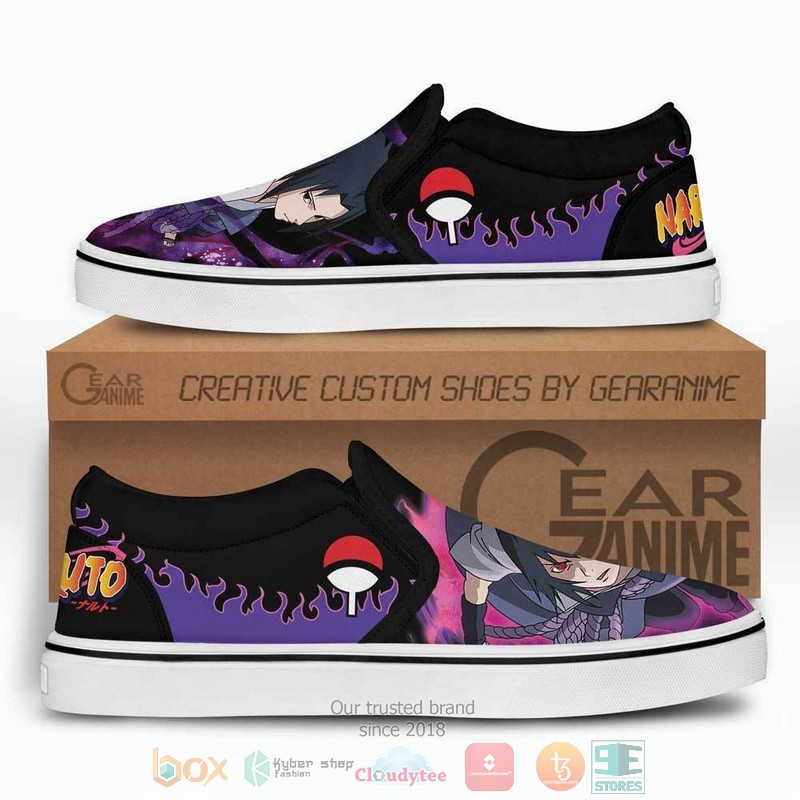 Uchiha Sasuke Naruto Anime Slip-On Sneaker Shoes 4 Uchiha Sasuke Naruto Anime Slip On Shoes 1 2 3