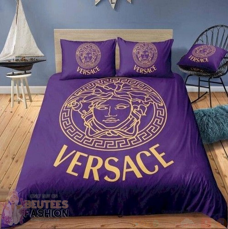 Versace Purple 12 Duvet Cover Sheet Cover Pillow Cases Luxury Bedding Sets