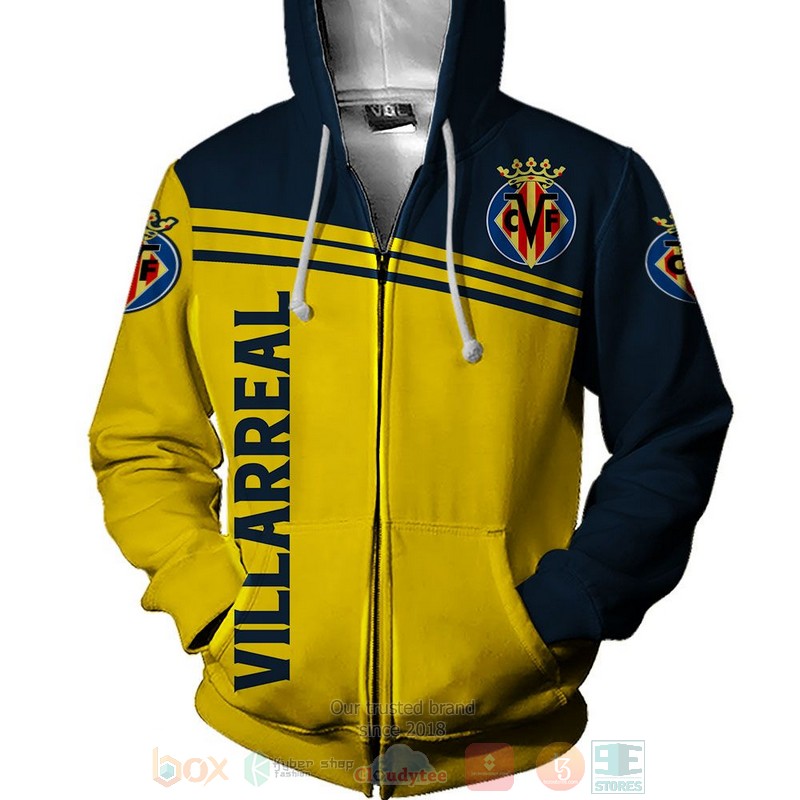 Villarreal yellow blue shirt, hoodie 3 Villarreal yellow blue 3D shirt hoodie 1 2