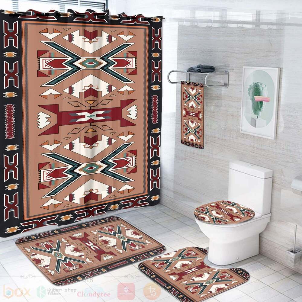Vintage Geometric Red Bathroom Set