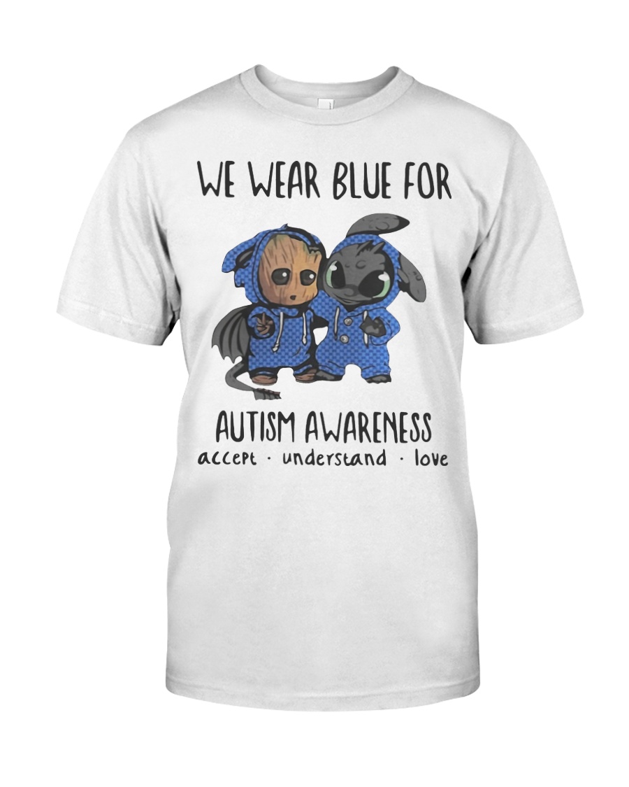 We Wear Blue For Autism Awareness Stitch 2D Hoodie Shirt