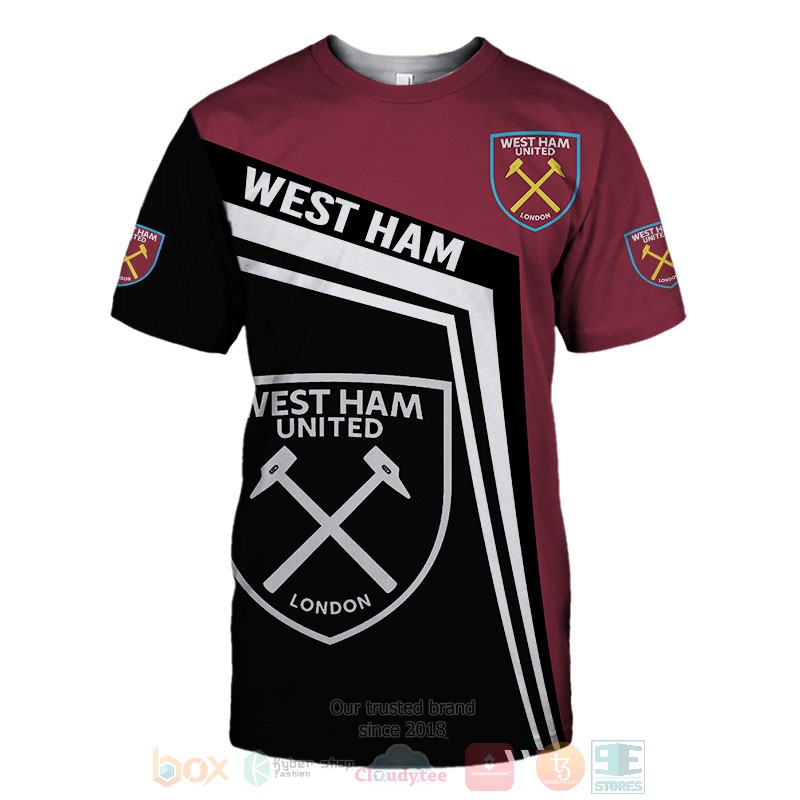 West Ham United dark red black 3D shirt hoodie 1 2 3 4 5 6 7 8 9